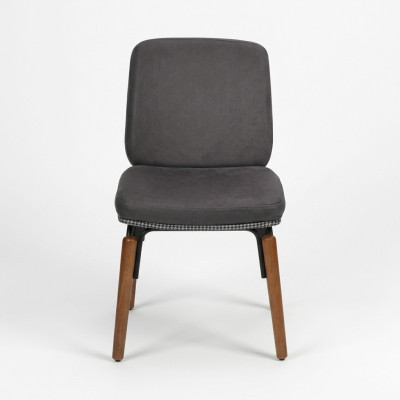 Grauer Esszimmer Stuhl Moderner Holzstuhl Designer Polster Sitz Möbel