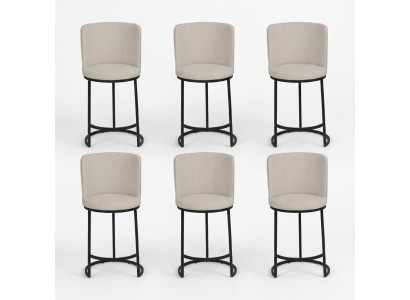 Barhocker 6x Barstuhl stilvoll Barmöbel Sitzhocker Design Stahlfüße neu