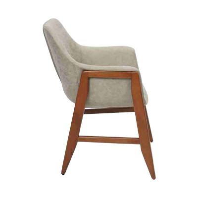 Esszimmerstuhl 4x Stühle Küchenstuhl Lehnstuhl Holz Stoff Modern Grau Stuhl