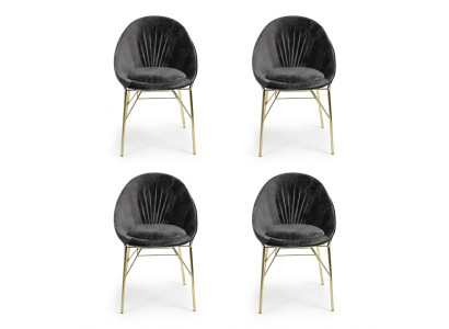 Luxus Design Schwarz 4x Stühle Ohne Armlehne Esszimmer Moderne Möbel