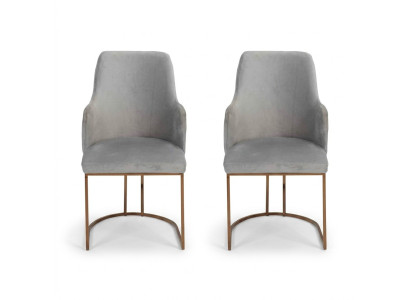 Modern Esszimmerstuhl Küchenstühle Luxus Design 2x Stühle Lehnstühle Grau Neu