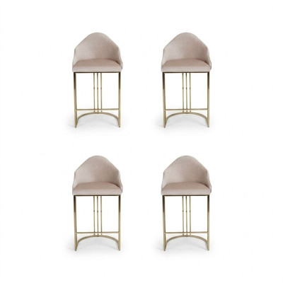 Stilvoll Esstisch 4x Stühle Beige Lehnstuhl Möbel Einrichtung Sitzpolster Stühle
