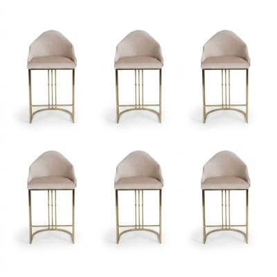 Stilvoll Esstisch 6x Stühle Beige Lehnstuhl Möbel Einrichtung Sitzpolster Stühle