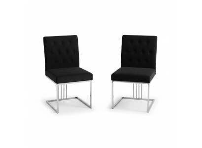 Schwarzer Lehnstuhl Designer 2x Stühle Esszimmer Möbel Essstühle Edelstahlstuhl