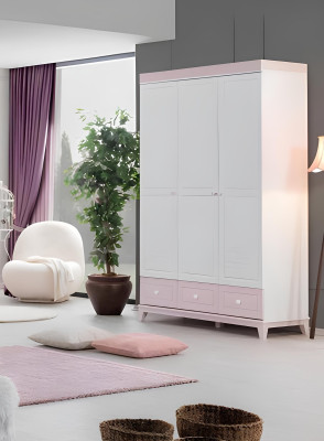 Kinderzimmer Garnitur Modern Kinderbett mit Schreibtisch Kommode Kleiderschrank