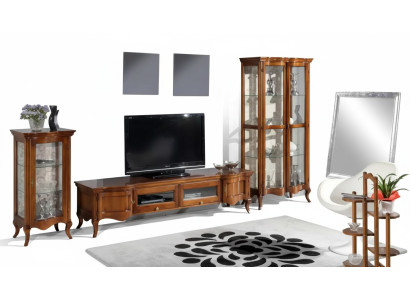 Italienische Stil Möbel Wohnzimmer 3tlg. Set Klassische 2x Vitrine Braun