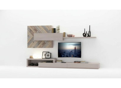 Wohnwand TV-Ständer Wandregale Wohnzimmer Luxus Lowboard Grau Neu