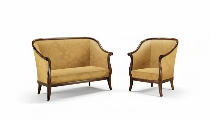 Sofa Couch Polster Klassischer 2 Sitzer Sessel Gelb Italienische Stil
