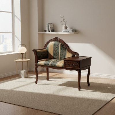 Klassischer Bank Braun Sitzbank Luxus Sitzmöbel Stoff Textil Neu Sitz