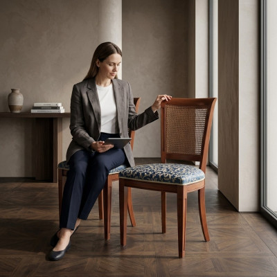 Stuhl Klassischer Esszimmerstuhl Luxus Sitzmöbel Designer Lehnstuhl