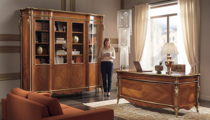 Büro Schreibtisch Komplettes Set Möbel Tische Luxus Italien Tisch 2tlg.