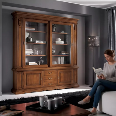 Arbeitszimmer Schrank Regal Bücherregal Holz Braun Büroschrank Italien