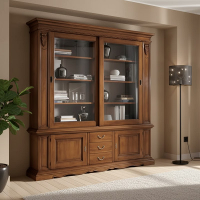 Arbeitszimmer Schrank Regal Bücherregal Holz Braun Büroschrank Italien
