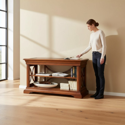 Lowboard Echtholz Büro Schrank Regale Schränke Bücherschrank Massiv Neu