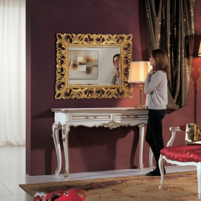 Schminktisch mit Spiegel Weiß Konsole Holz Klassische Schlafzimmer Neu
