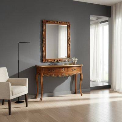 Schminktisch mit Spiegel Luxus Konsole Klassische Schlafzimmer 2tlg.