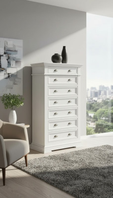 Kommode Holz Sideboard Schrank Wohnzimmer Weiß Kommoden 7 Schubladen