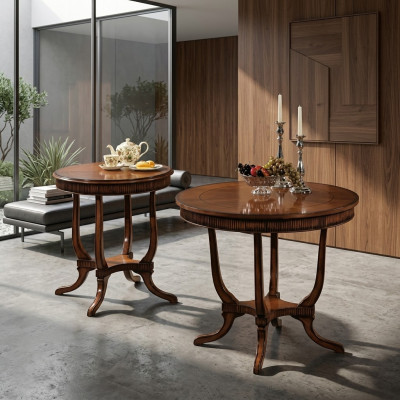 Beistelltisch Wohnzimmer Design Tische Möbel Braun Luxus Holz Klassischer