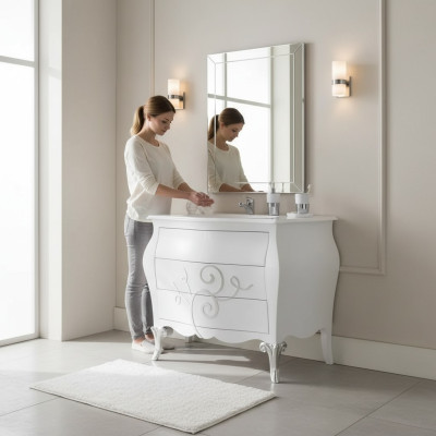Waschtisch Badezimmer Waschbecken mit Aufsatz Becken Unterschrank Neu