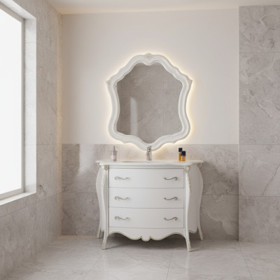 Kommode mit Waschbecken Spiegel Waschtisch Badezimmerschrank Bad Neu