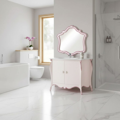 Badezimmermöbel Kommode mit Waschbecken Italy Stil Waschtisch Weiß Becken