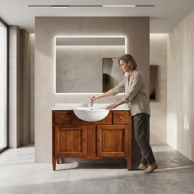 Badmöbel Waschbecken Italy Stil Becken Unterschrank Badezimmer Braun Neu