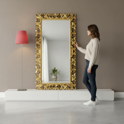 Klassischer Design Spiegel Wohnzimmer Anrichte Luxus Holz Rahmen Neu