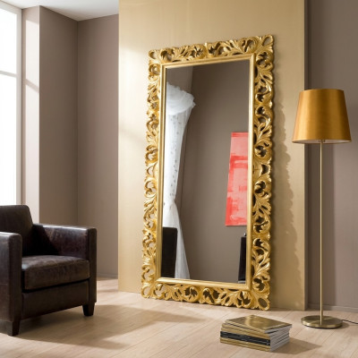 Klassischer Design Spiegel Wohnzimmer Anrichte Luxus Holz Rahmen Neu