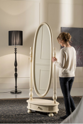Klassischer Wohnzimmer groß Bodenspiegel Beige Holzrahmen Design Neu