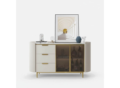 Designer Kommode Anrichte Schrank Wohnzimmer Regal Edelstahl Luxus Board