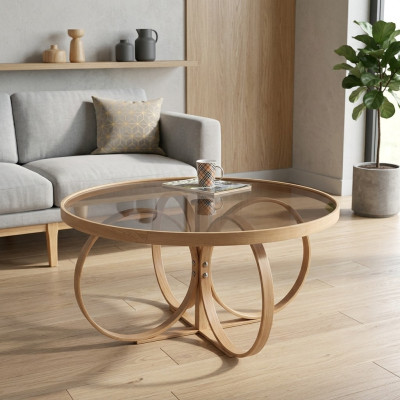 Wohnzimmer Kaffee Tisch Designer Rund Couchtisch Glastisch Luxus Möbel