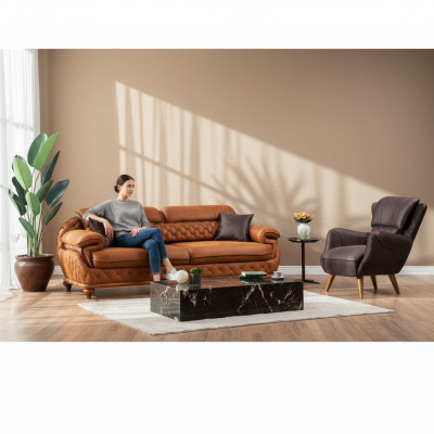 Modern Wohnzimmer Komplett Set Dreisitzer Sofa Couch Sessel Luxus Möbel