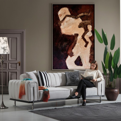 Wohnzimmer Grau Sofa Couch Dreisitzer Modern Polstersofas Neu Sitz Möbel