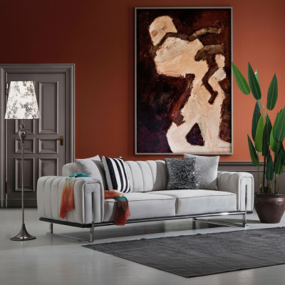 Wohnzimmer Grau Sofa Couch Dreisitzer Modern Polstersofas Neu Sitz Möbel