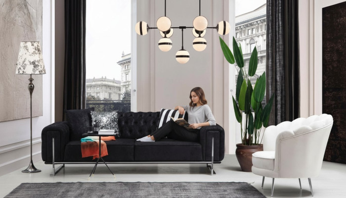 Modern Möbel Wohnzimmer Komplett Sofa Couch Dreisitzer Polstermöbel Sessel