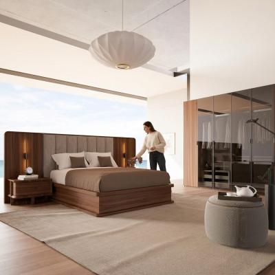 Luxus Set Schlafzimmer Komplett Doppel Bett 2x Nachttische Modern Neu