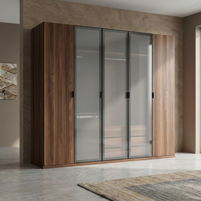 Holz Braun Kleiderschrank Schlafzimmer Modern Design Möbel Schrank