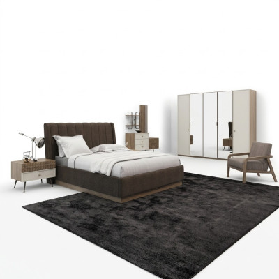 Luxus Schlafzimmer Doppel Bett 2x Nachttische Holz Komplett 6tlg Modern