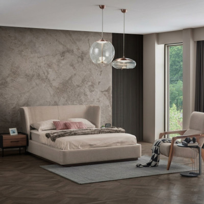 Modern Beige Doppel Bett Schlafzimmer Set 2x Nachttische Luxus Neu Möbel