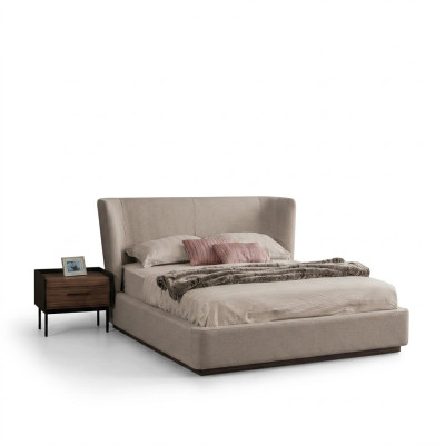 Modern Beige Doppel Bett Schlafzimmer Set 2x Nachttische Luxus Neu Möbel
