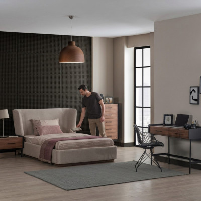 Design Komplett 4tlg Schlafzimmer Bett Nachttisch Modern Kommode Neu