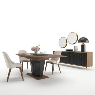 Essgruppe Modern Esstisch Esszimmer 6x Stühle Holz Möbel Luxus