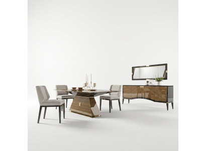 Luxus Modern Möbel Esszimmer Esstisch Design 4x Stühle Essgruppe Sideboard