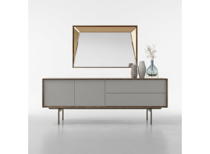 Komplett Esszimmer Sideboard mit Spiegel Design Holzschrank Einrichtung