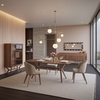 Modern Design Esszimmer Komplett Esstisch 4x Stühle Luxus Sideboard Neu Vitrine