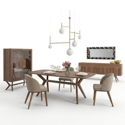 Modern Design Esszimmer Komplett Esstisch 4x Stühle Luxus Sideboard Neu Vitrine