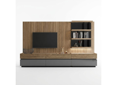 Wohnzimmermöbel Wohnwand 320 cm Einrichtung Braun Luxus Wand Regale