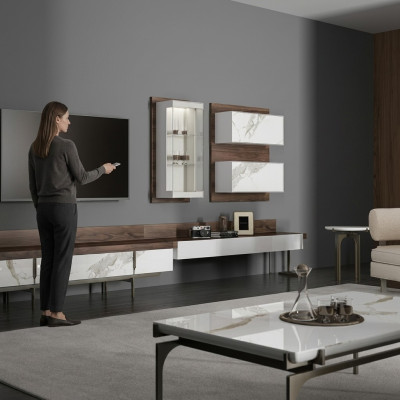 Wohnwand tv Ständer Sideboard Wandschrank Modern Wohnzimmer Hänge Vitrine Holz