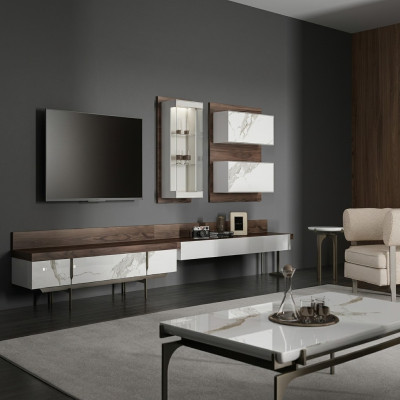 Wohnwand tv Ständer Sideboard Wandschrank Modern Wohnzimmer Hänge Vitrine Holz