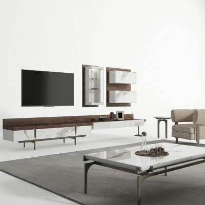 Wohnwand tv Ständer Sideboard Wandschrank Modern Wohnzimmer Hänge Vitrine Holz